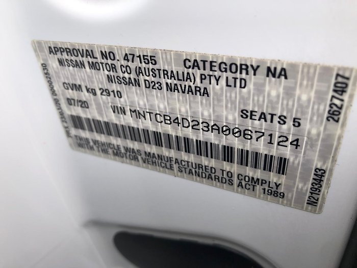 2020 Nissan Navara SL D23 Series 4 4X4 Dual Range Polar White