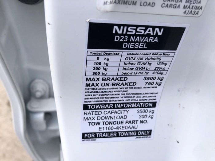 2020 Nissan Navara SL D23 Series 4 4X4 Dual Range Polar White