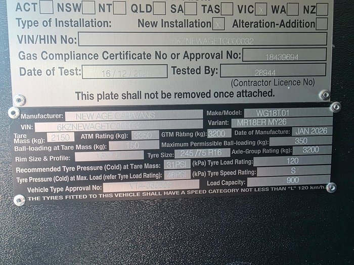 2026 New Age Caravans Manta Ray 18Er