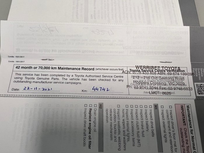 2018 Toyota Corolla Ascent Sport ZRE182R Crystal Pearl