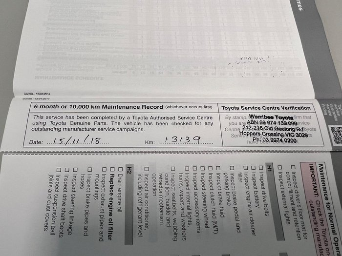 2018 Toyota Corolla Ascent Sport ZRE182R Crystal Pearl