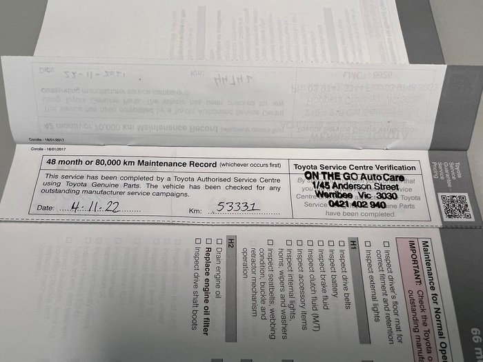 2018 Toyota Corolla Ascent Sport ZRE182R Crystal Pearl