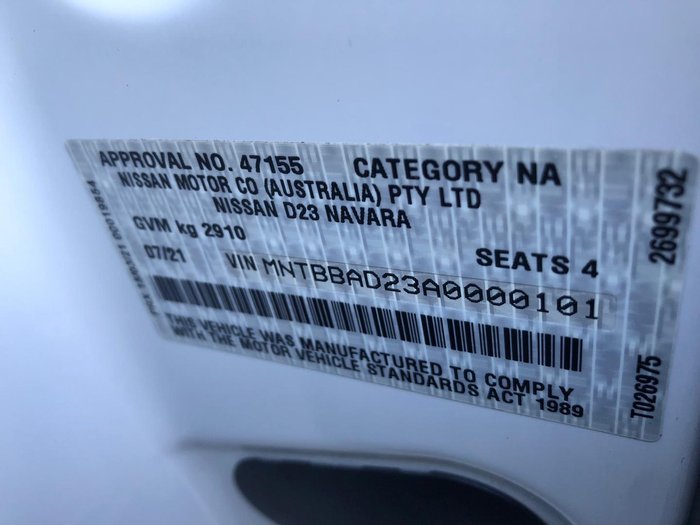 2021 Nissan Navara SL D23 MY21 4x2 Solid White