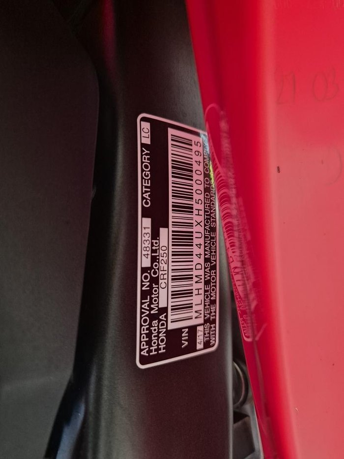 2017 Honda CRF250RLA Rally CRF Red