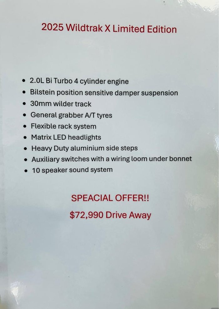 2025 Ford Ranger Wildtrak X