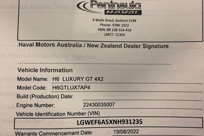 2022 Haval H6GT Lux