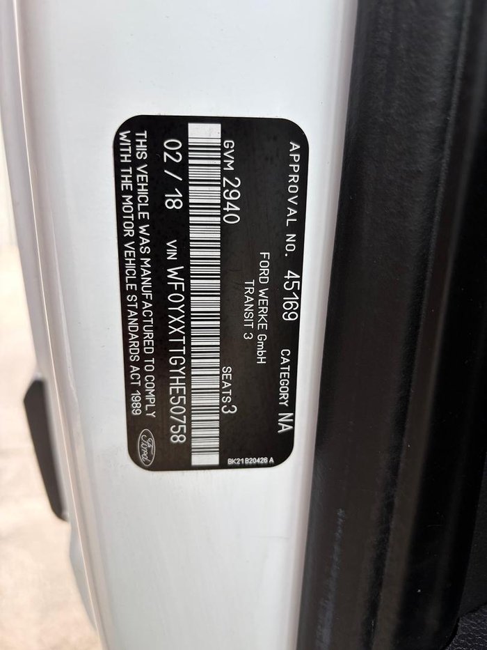 2018 Ford Transit Custom 290S VN 2017.75MY Frozen White