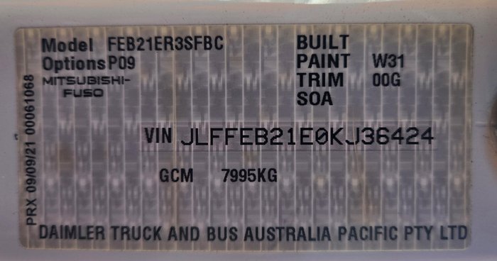 2021 Fuso Canter WHITE