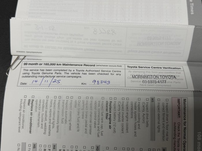 2016 Toyota Camry Atara SL AVV50R Eclipse Black