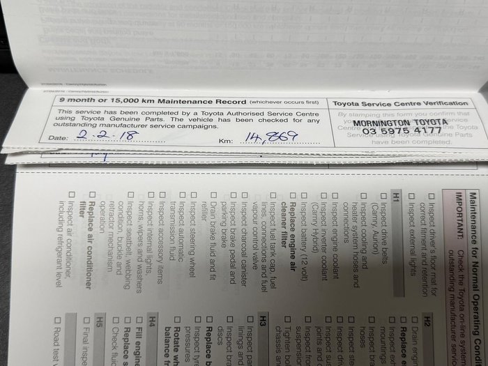 2016 Toyota Camry Atara SL AVV50R Eclipse Black