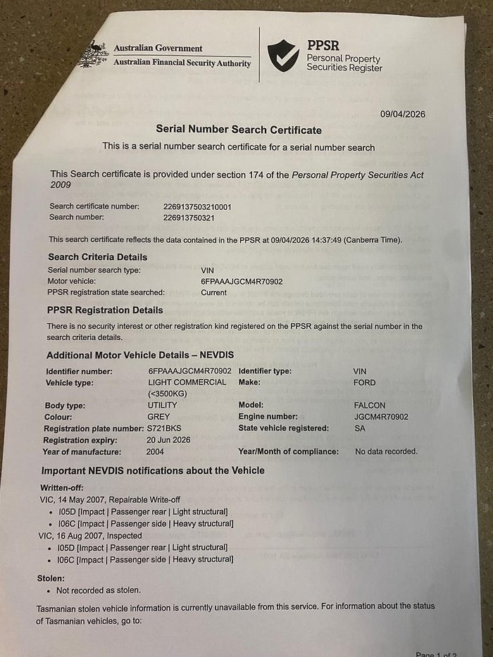 2004 Ford Falcon Ute XLS BA Mercury Silver