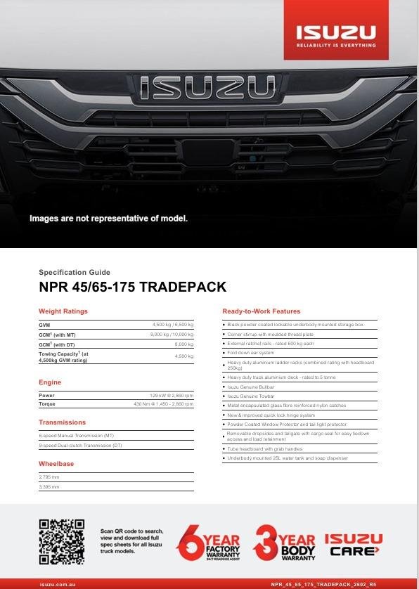 2026 Isuzu N Series NPR 45/65-175 MT D28 Tradepack