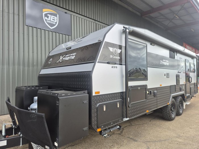 2025 JB Caravans Dirt Road Xtreme 23'6 Rear Club Lounge Corner Shower