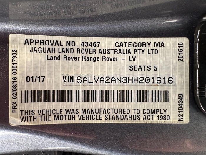 2017 Land Rover Range Rover Evoque TD4 150 SE L538 MY17 4X4 Constant Corris Grey