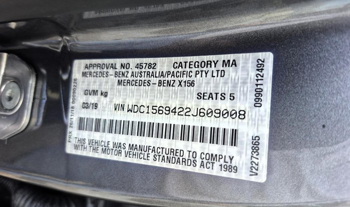 2019 Mercedes-Benz GLA-Class GLA180 Urban Edition X156 Mountain Grey