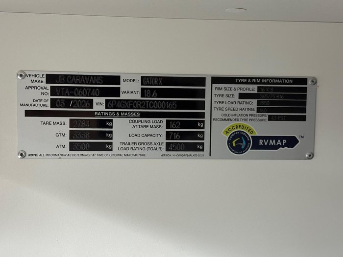 2026 JB Caravans Gator X 18'6 Dual Axle Fd Club Lounge