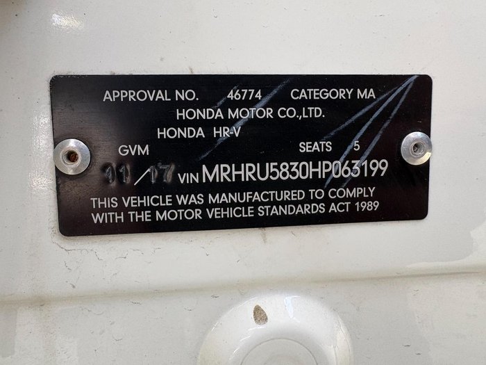 2017 Honda HR-V VTi MY17 White Orchid