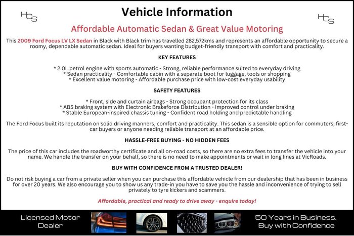 2009 Ford Focus LX LV Black