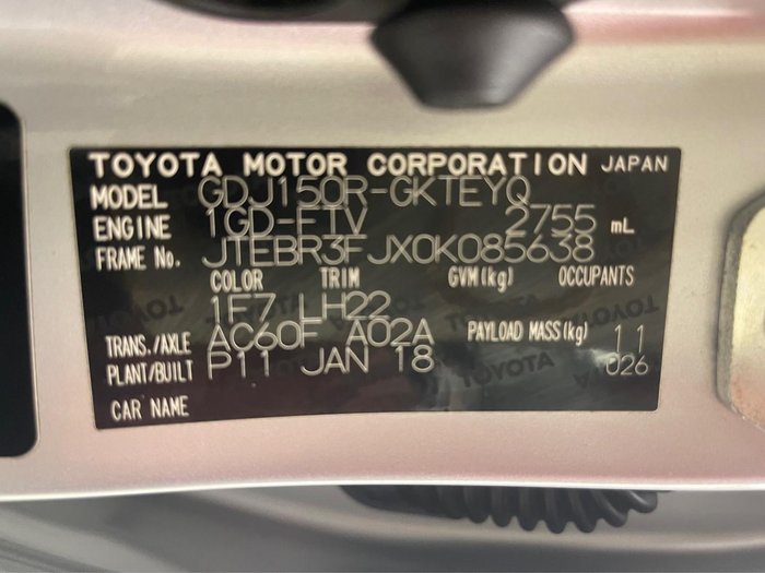 2018 Toyota Landcruiser Prado Kakadu GDJ150R 4X4 Dual Range Silver Pearl
