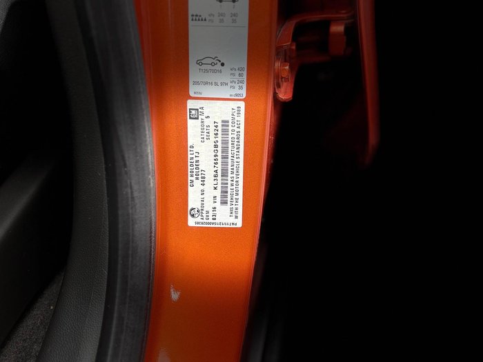 2016 Holden Trax LS TJ MY16 Orange Rock