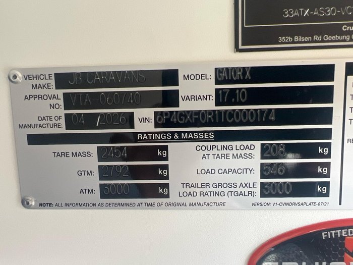 2026 JB Caravans Gator X 17'10 Rear Door Lounge