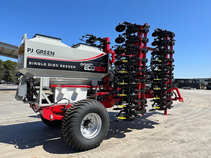 0 SERAFIN ECOSOW 632 SINGLE DISC SEEDER WITH PJ GREEN NEW RED