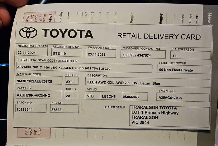 2021 Toyota Kluger GXL