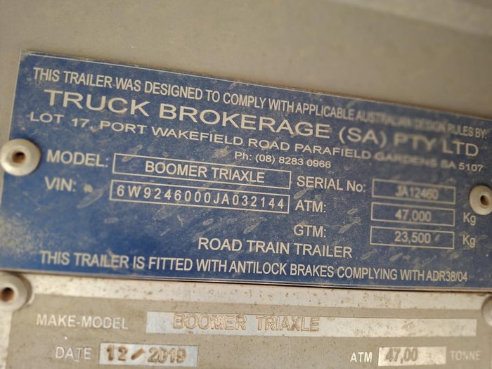 2019 Boomer Tri Axle Drop Deck Low Loader Blue