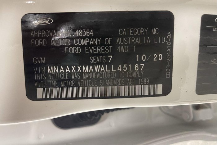 2020 Ford Everest Sport UA II MY20.75 4X4 Dual Range Arctic White