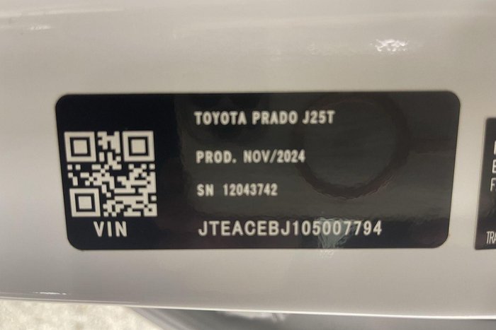 2024 Toyota Landcruiser Prado GXL GDJ251R 4X4 Dual Range White