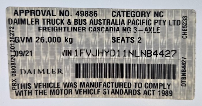 2021 Freightliner Cascadia 126 WHITE