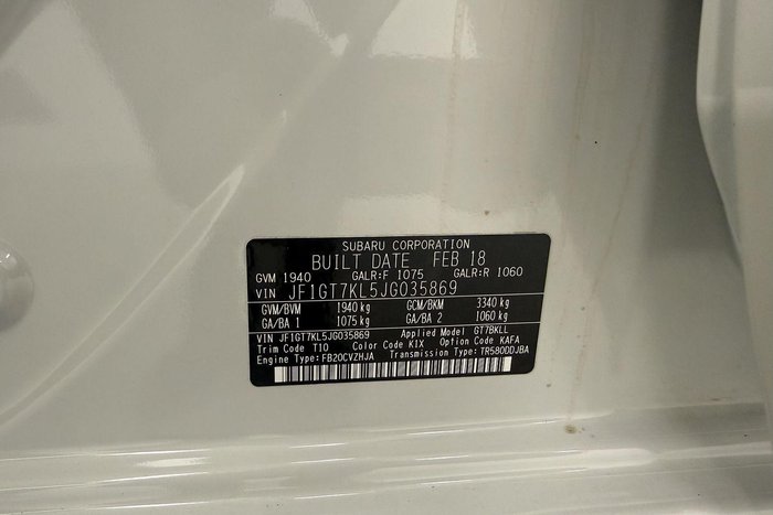 2018 Subaru XV 2.0i G5X MY18 AWD Crystal White