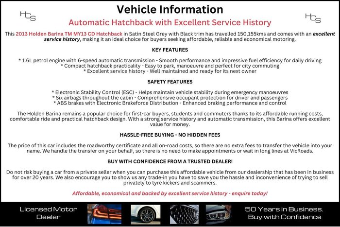 2013 Holden Barina CD