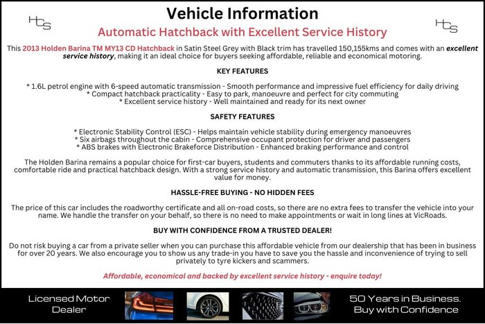2013 Holden Barina CD