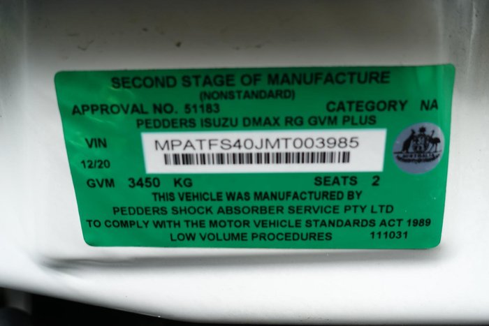 2020 Isuzu D-MAX SX MY21 4X4 Dual Range Mineral White