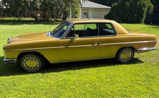1973 MERCEDES BENZ 280CE  COUPE ICON GOLD METALLIC