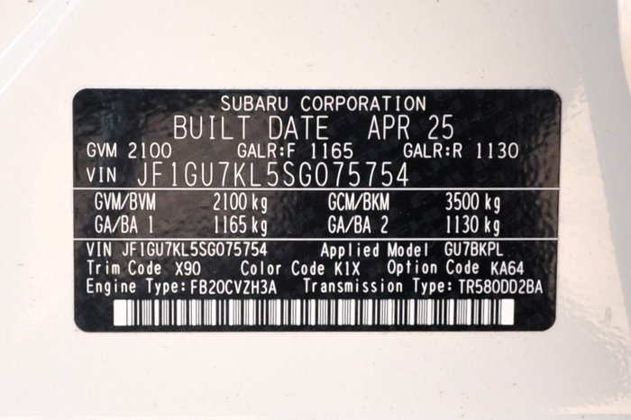 2025 Subaru Crosstrek MY25 Subaru Crosstrek 2.0 ONYX AWD CVT (GU7BKPL/O)