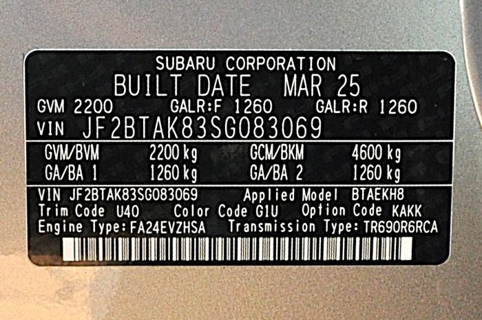 2025 Subaru OUTBACK MY25 Subaru Outback Sport XT (BTAEKH8)