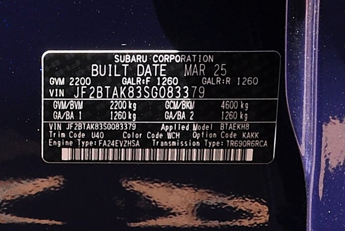 2025 Subaru OUTBACK MY25 Subaru Outback Sport XT (BTAEKH8)