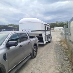 2024 McNeill 3 Horse Enclosed Gooseneck White