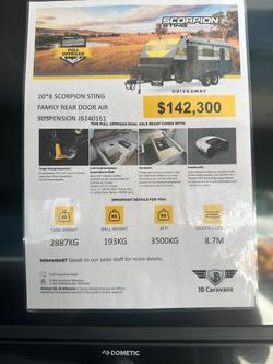 2024 JB Caravans Scorpion Sting 20.8 Rd Family Van Air Bag Susp