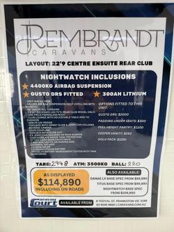 2025 Rembrandt Caravans Nightwatch Rear Club 22.9