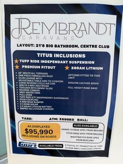 2025 Rembrandt Caravans Stock Sale Titus Big Bathroom