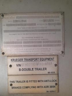 2015 Krueger B-Double(36 Pallet) Straight Deck Tautliner RED
