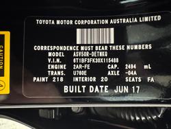 2017 Toyota Camry RZ ASV50R Eclipse Black