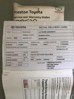 2014 Toyota Hilux SR GGN15R MY14 4x2 Glacier White