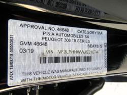 2019 Peugeot 308 Allure T9 MY20 Nera Black