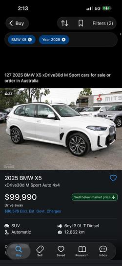 2025 BMW X5 xDrive30d M Sport G05 LCI 4X4 Constant Alpine White