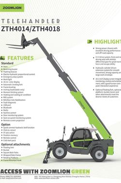 2026 Zoomlion Zth4018 4 Tonne 17.8M Reach